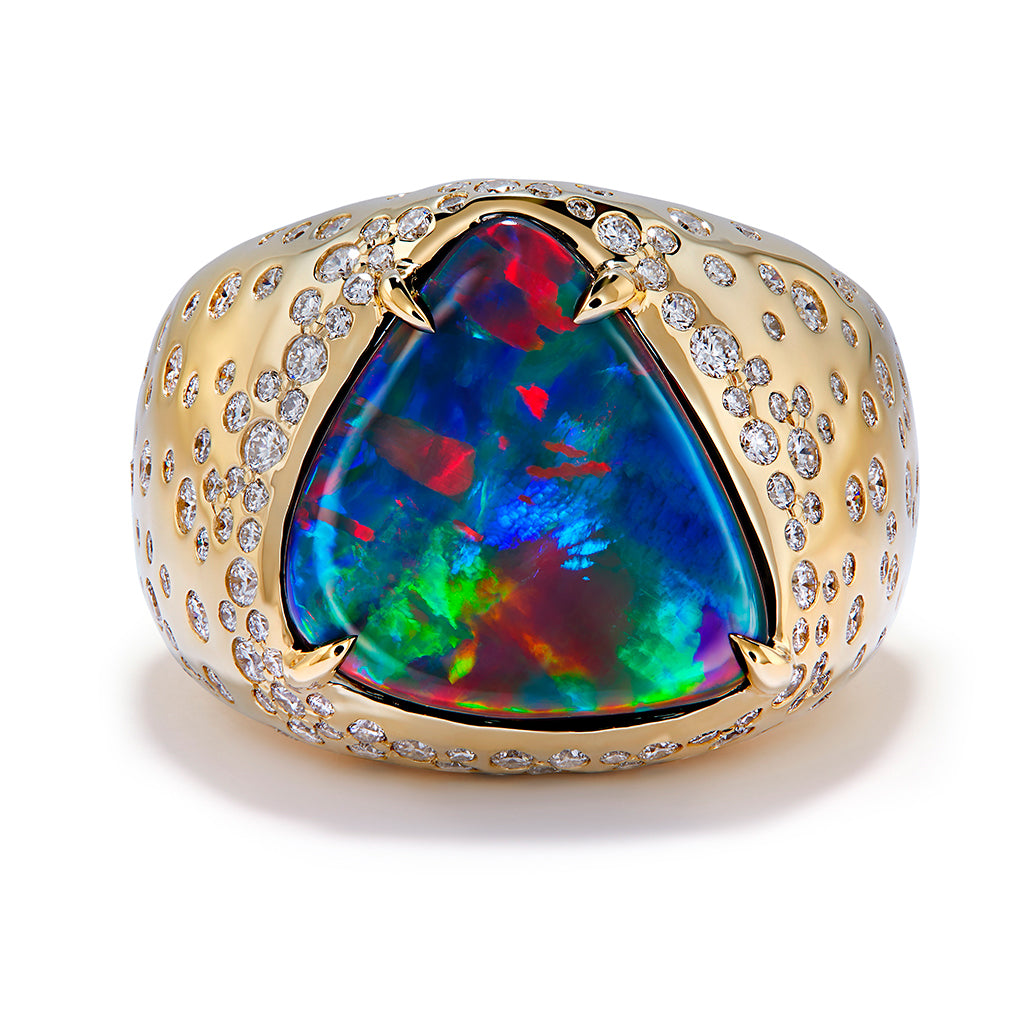 Black hot Opal Ring