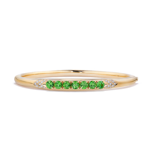 Demantoid Bangle with D Flawless Diamonds set in 18K Yellow Gold