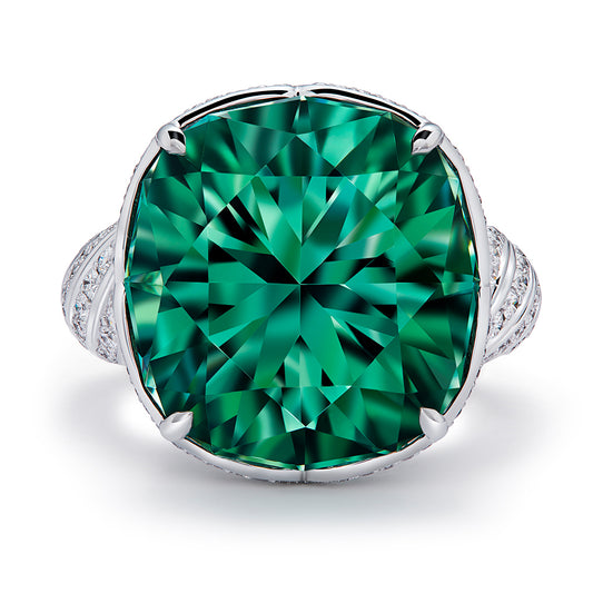 Paraiba Tourmaline Ring with D Flawless Diamonds set in 18K White Gold