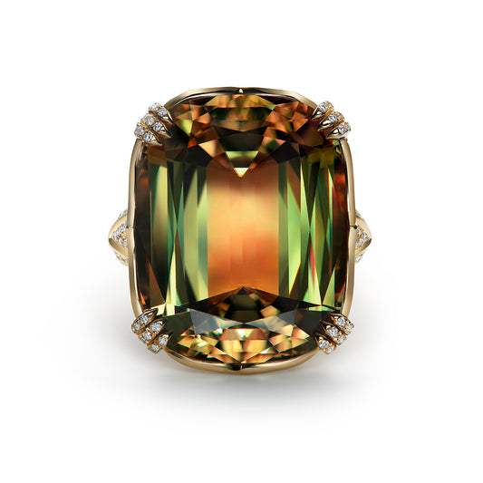 Zultanite Ring with D Flawless Diamonds set in 18K Yellow Gold