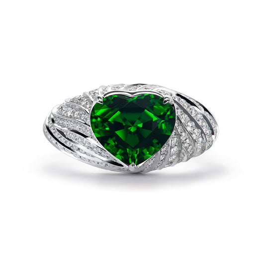 Chrome Tourmaline Ring with D Flawless Diamonds set in 18K White Gold