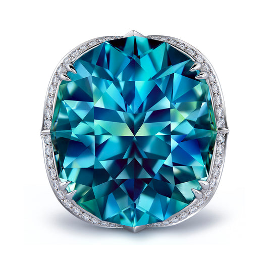 Paraiba Tourmaline Ring with D Flawless Diamonds set in 18K White Gold