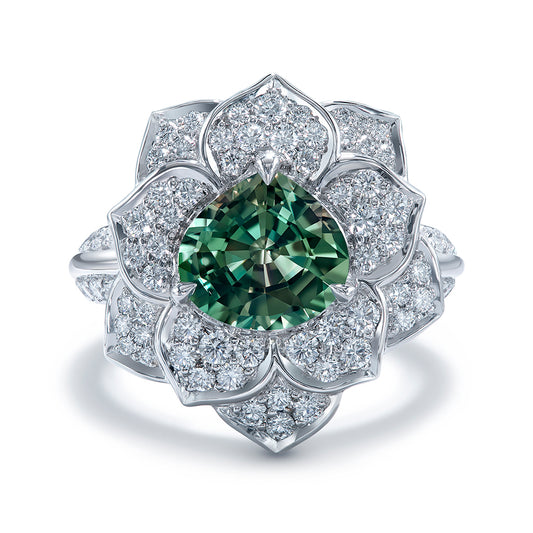 Alexandrite Ring with D Flawless Diamonds set in 18K White Gold