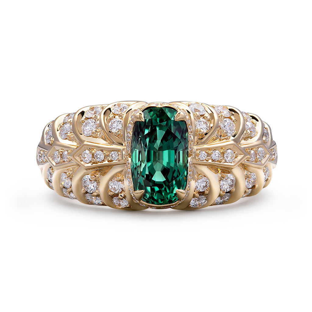 Alexandrite Ring with D Flawless Diamonds set in 18K Yellow Gold