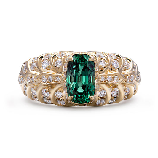 Alexandrite Ring with D Flawless Diamonds set in 18K Yellow Gold