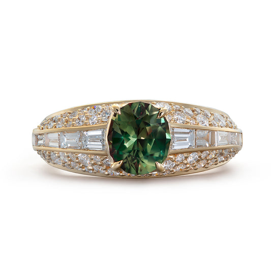 Alexandrite Ring with D Flawless Diamonds set in 18K Yellow Gold