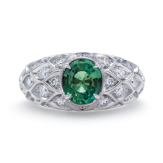 Alexandrite Ring with D Flawless Diamonds set in 18K White Gold