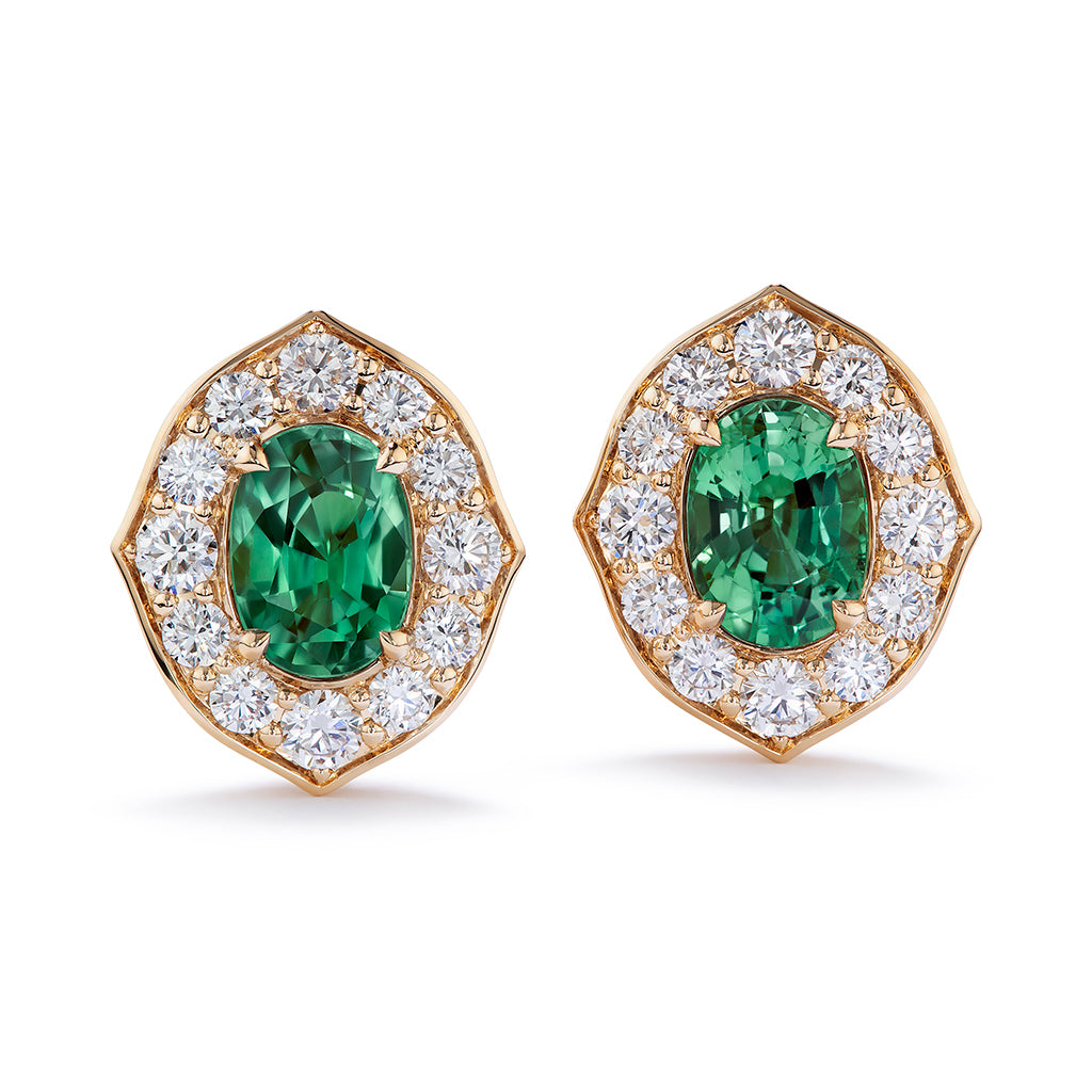 Alexandrite Earrings with D Flawless Diamonds set in 18K Yellow Gold