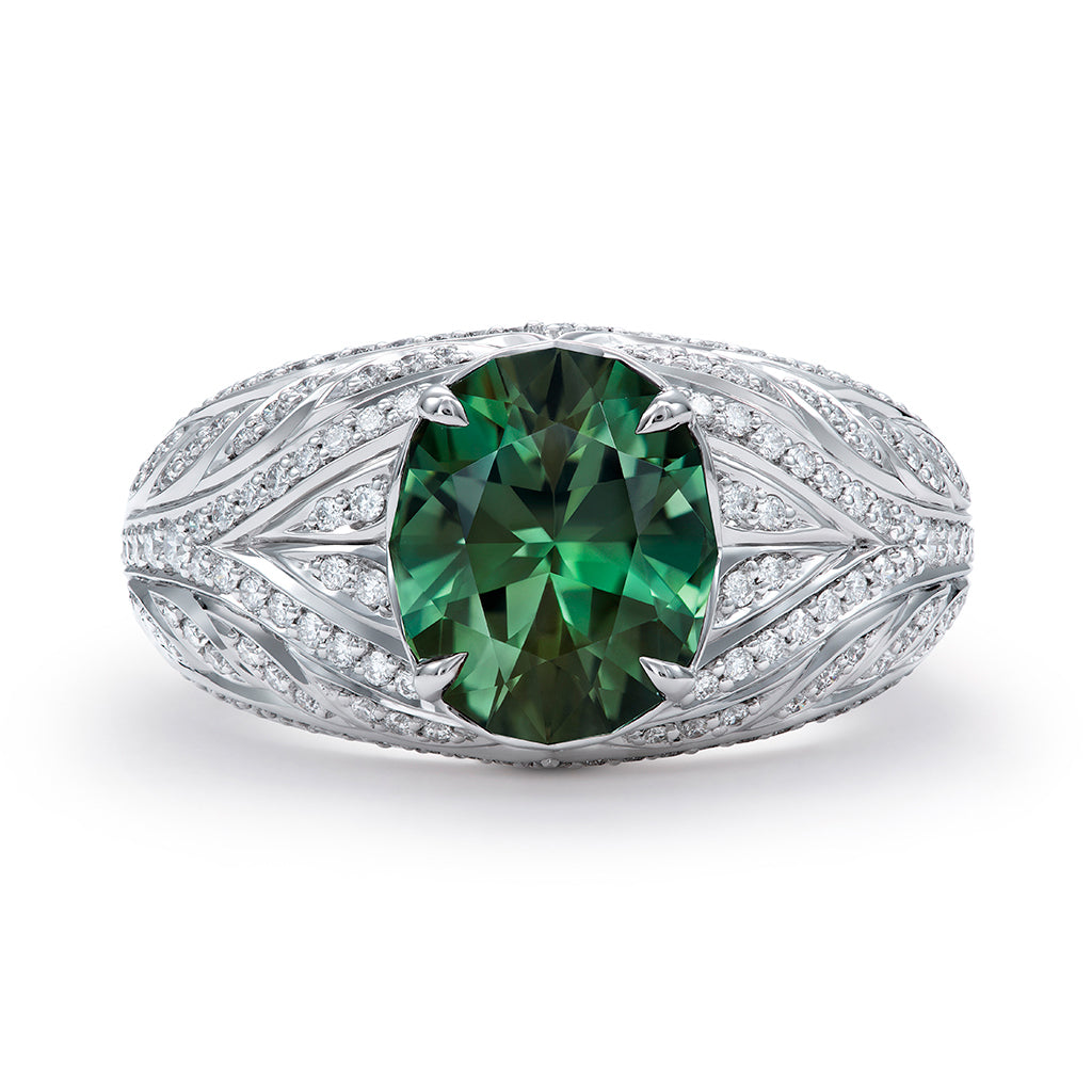 Alexandrite Ring with D Flawless Diamonds set in 18K White Gold