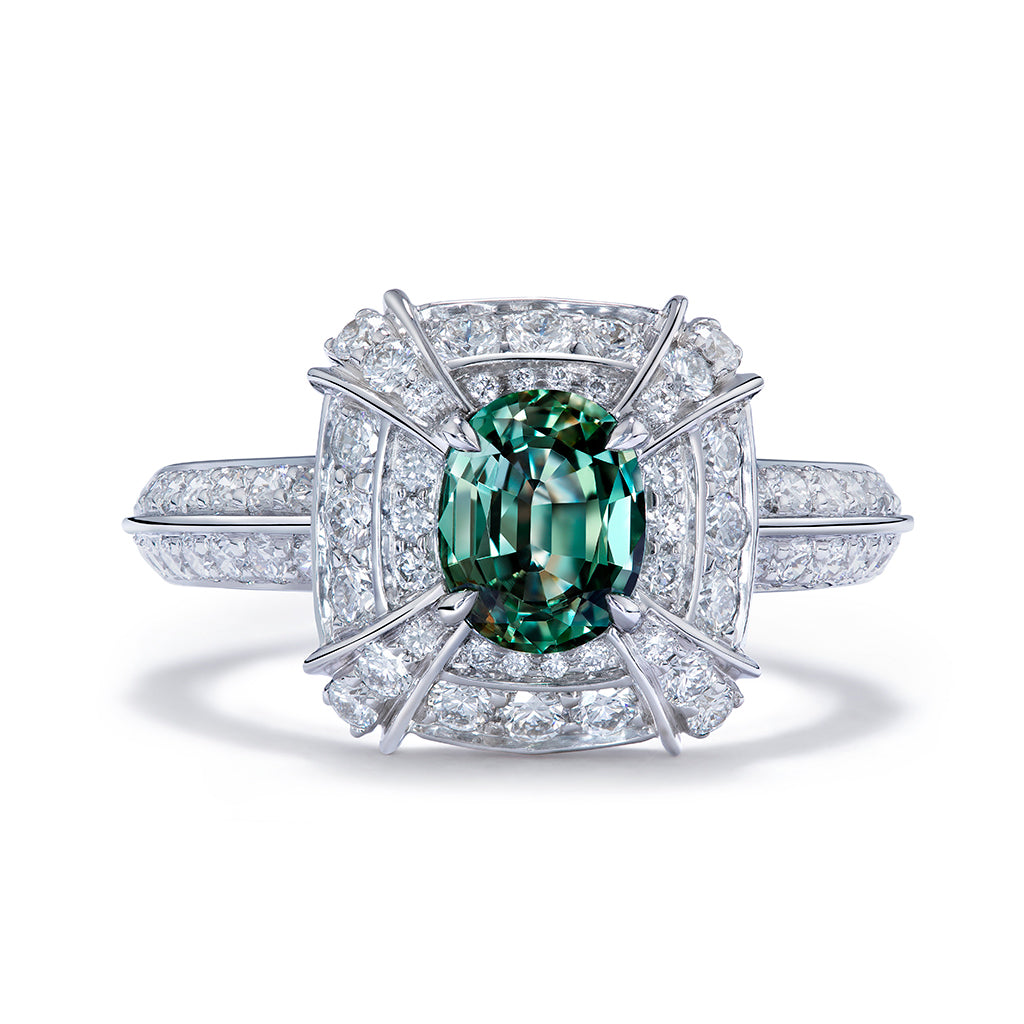 Alexandrite Ring with D Flawless Diamonds set in 18K White Gold