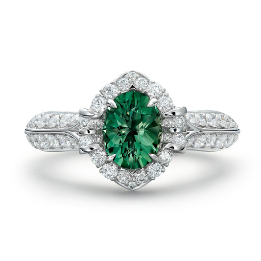 Alexandrite Ring with D Flawless Diamonds set in 18K White Gold