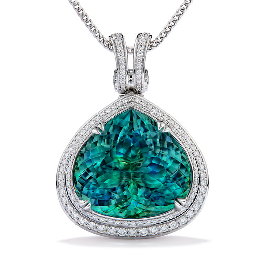 Paraiba Tourmaline Necklace with D Flawless Diamonds set in 18K White Gold