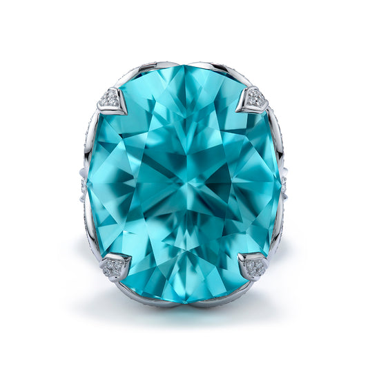 Paraiba Tourmaline Ring with D Flawless Diamonds set in 18K White Gold