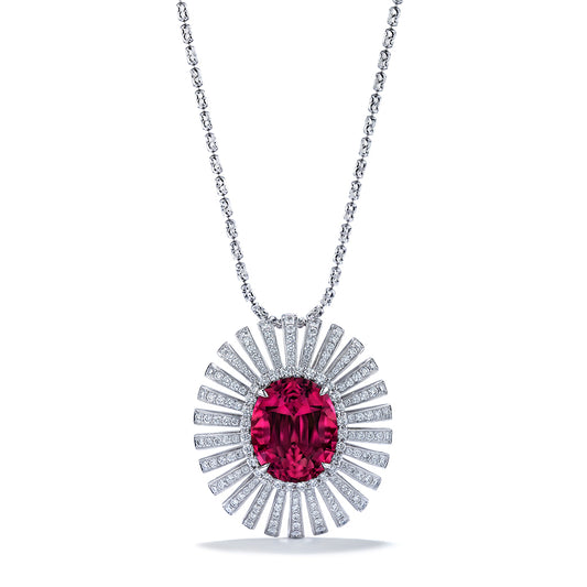 Neon Titanium Tourmaline Necklace with D Flawless Diamonds set in 18K White Gold