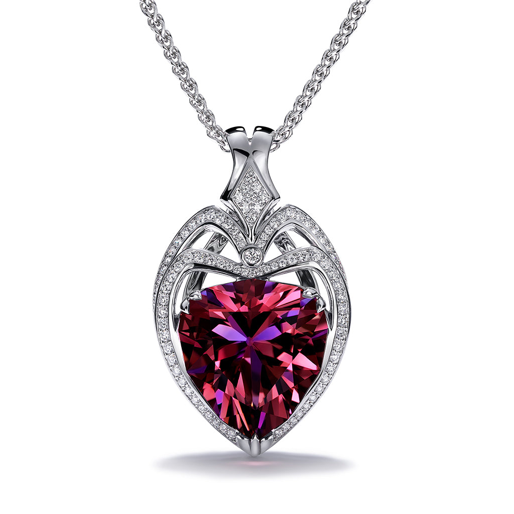 Neon Titanium Tourmaline Necklace with D Flawless Diamonds set in 18K White Gold