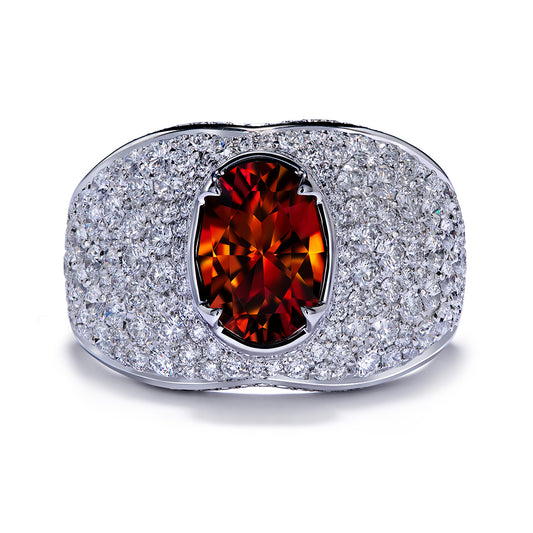 Bastnasite Ring with D Flawless Diamonds set in 18K White Gold