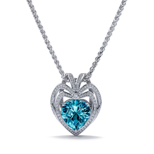 Paraiba Tourmaline Necklace with D Flawless Diamonds set in 18K White Gold