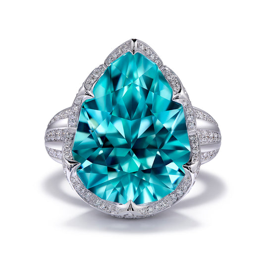 Paraiba Tourmaline Ring with D Flawless Diamonds set in Platinum