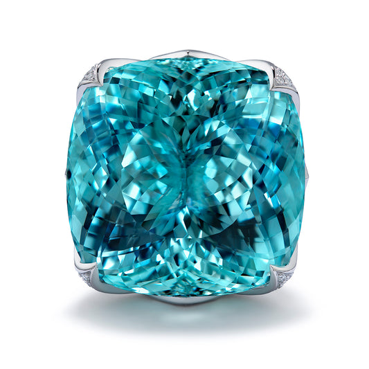 Paraiba Tourmaline Ring with D Flawless Diamonds set in 18K White Gold