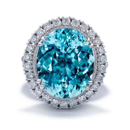 Paraiba Tourmaline Ring with D Flawless Diamonds set in 18K White Gold