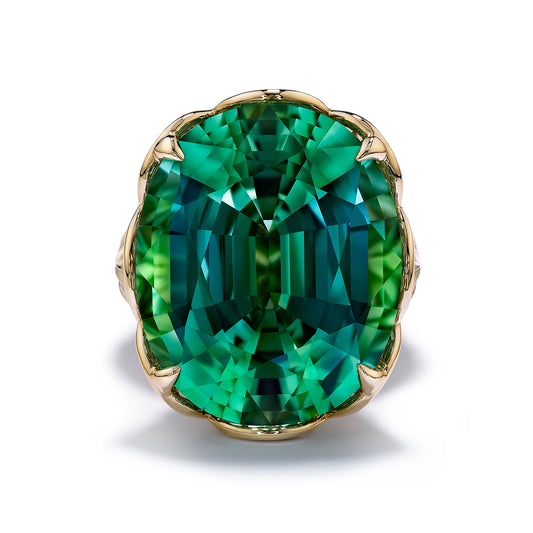 Paraiba Tourmaline Ring with D Flawless Diamonds set in 18K Yellow Gold