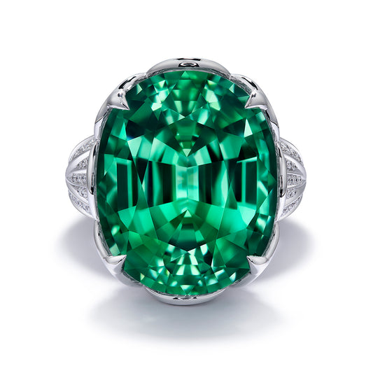 Paraiba Tourmaline Ring with D Flawless Diamonds set in 18K White Gold