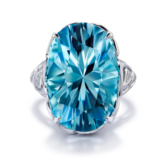 Paraiba Tourmaline Ring with D Flawless Diamonds set in 18K White Gold