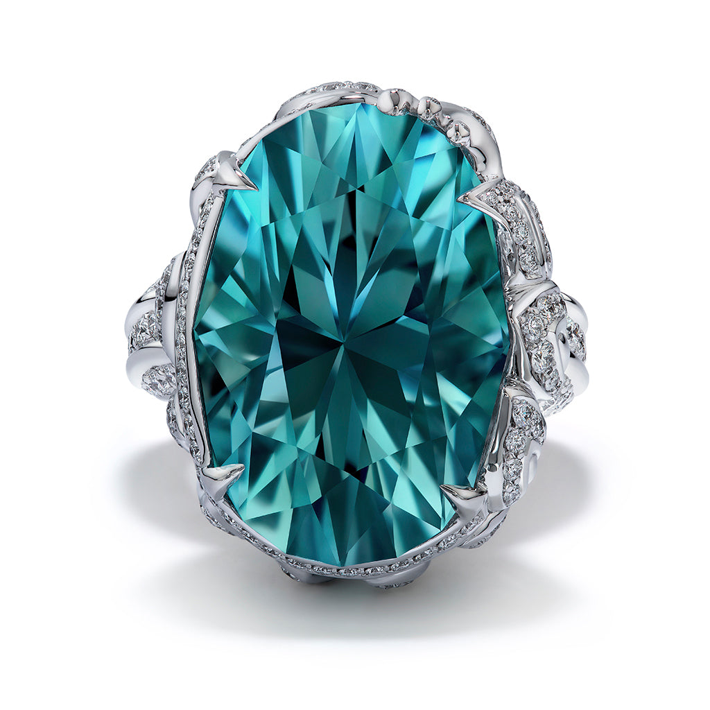 Paraiba Tourmaline Ring with D Flawless Diamonds set in 18K White Gold