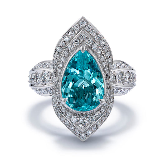 Paraiba Tourmaline Ring with D Flawless Diamonds set in Platinum