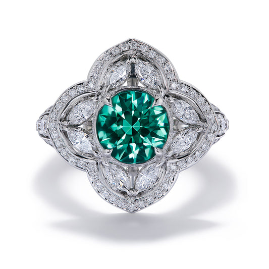 Paraiba Tourmaline Ring with D Flawless Diamonds set in Platinum