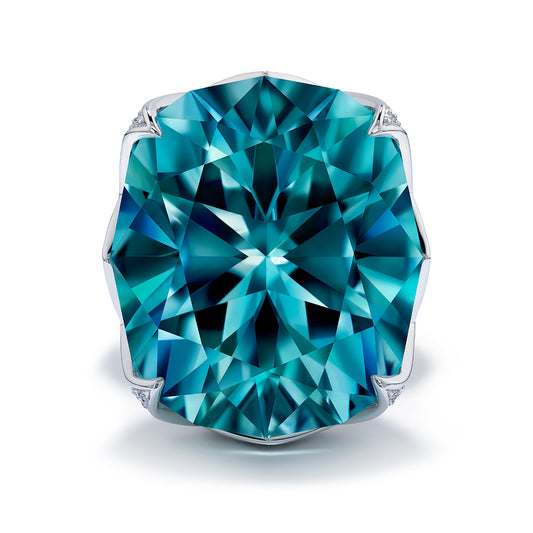 Paraiba Tourmaline Ring with D Flawless Diamonds set in 18K White Gold