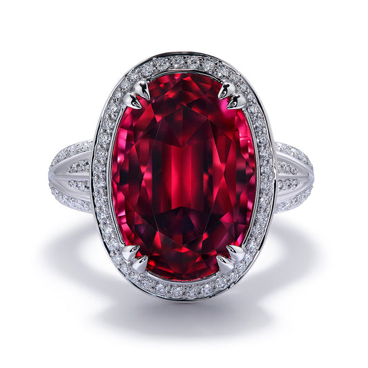 Rubellite Ring with D Flawless Diamonds set in 18K White Gold