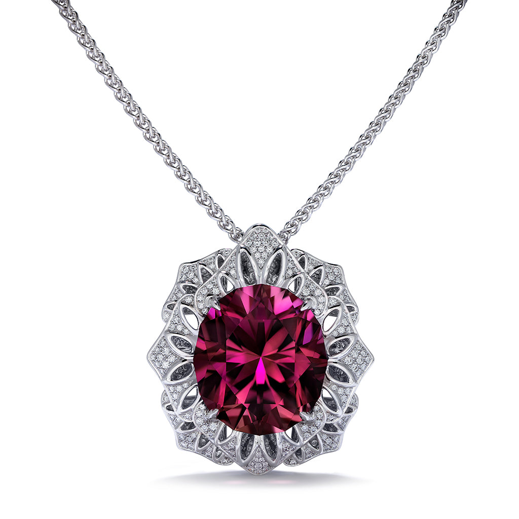 Neon Titanium Tourmaline Necklace with D Flawless Diamonds set in 18K White Gold