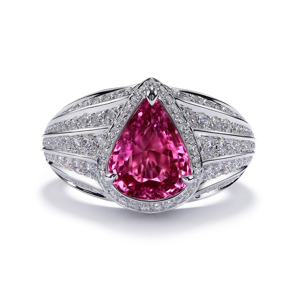 Pink Sapphire Ring with D Flawless Diamonds set in 18K White Gold