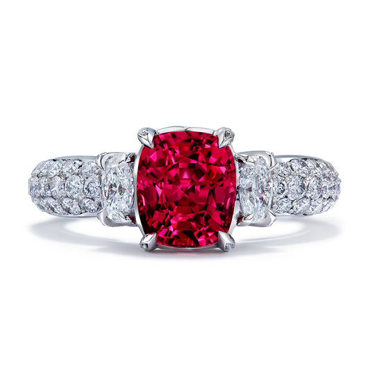 Neon Jedi Spinel Ring with D Flawless Diamonds set in Platinum