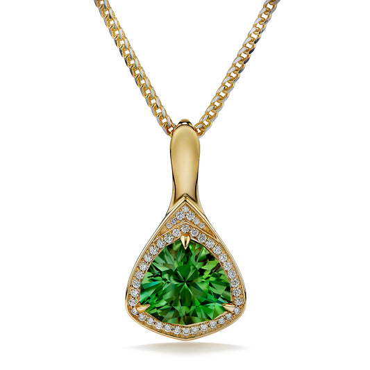 Burmese Peridot Necklace with D Flawless Diamonds set in 18K Yellow Gold