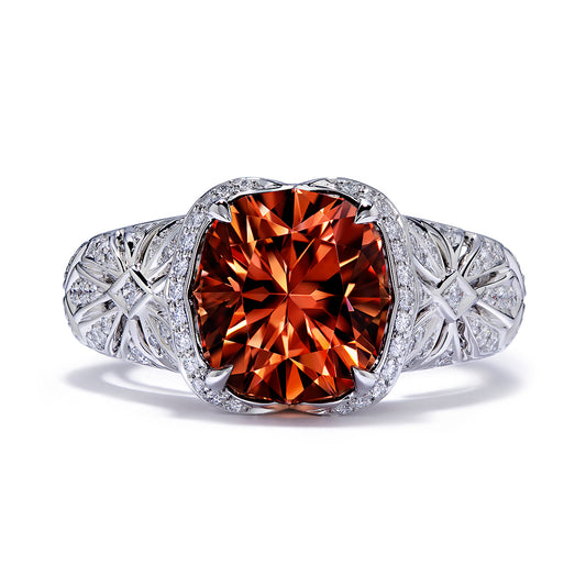 Zircon Ring with D Flawless Diamonds set in Platinum