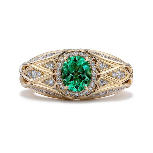 Paraiba Tourmaline Ring with D Flawless Diamonds set in 18K Yellow Gold