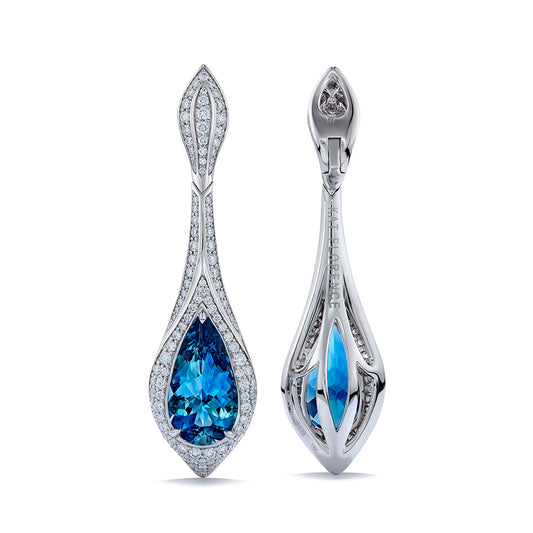 Santa Maria Aquamarine Earrings with D Flawless Diamonds set in 18K White Gold