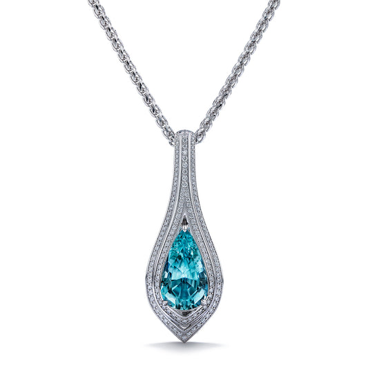 Paraiba Tourmaline Necklace with D Flawless Diamonds set in 18K White Gold