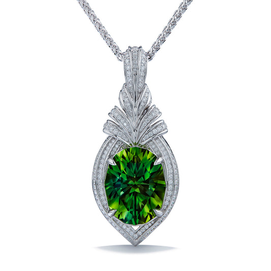 Paraiba Tourmaline Necklace with D Flawless Diamonds set in 18K White Gold