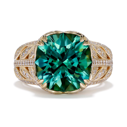 Paraiba Tourmaline Ring with D Flawless Diamonds set in 18K Yellow Gold