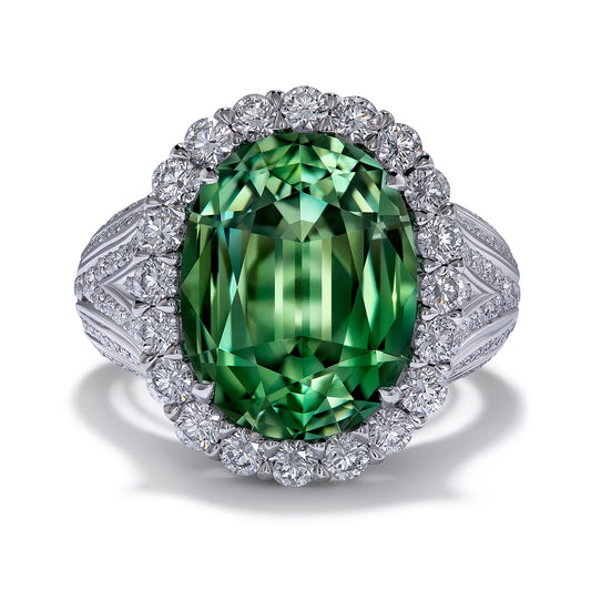 Paraiba Tourmaline Ring with D Flawless Diamonds set in Platinum