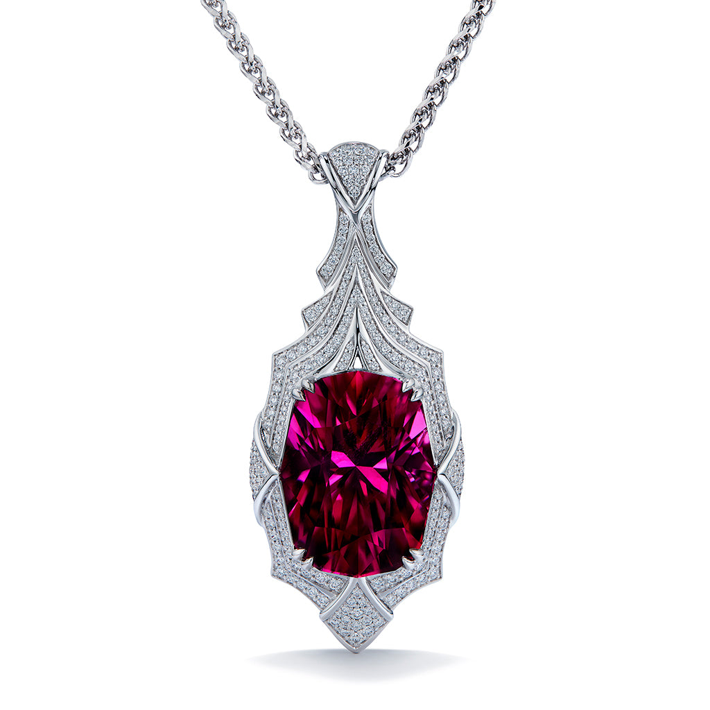 Unheated Paraiba Tourmaline Necklace with D Flawless Diamonds set in 18K White Gold