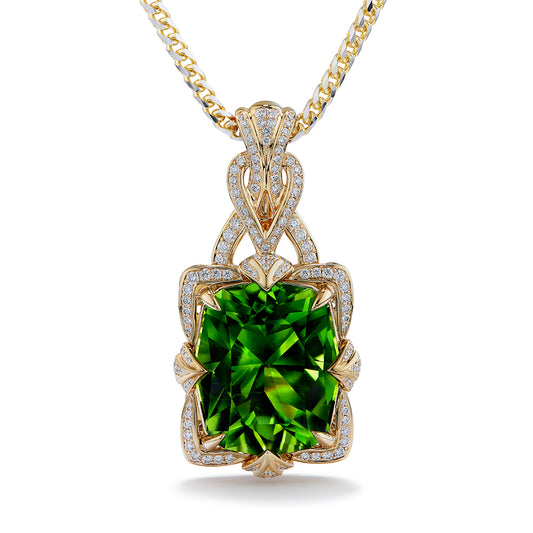 Unheated Paraiba Tourmaline Necklace with D Flawless Diamonds set in 18K Yellow Gold