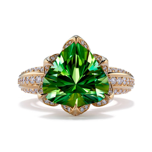 Paraiba Tourmaline Ring with D Flawless Diamonds set in 18K Yellow Gold