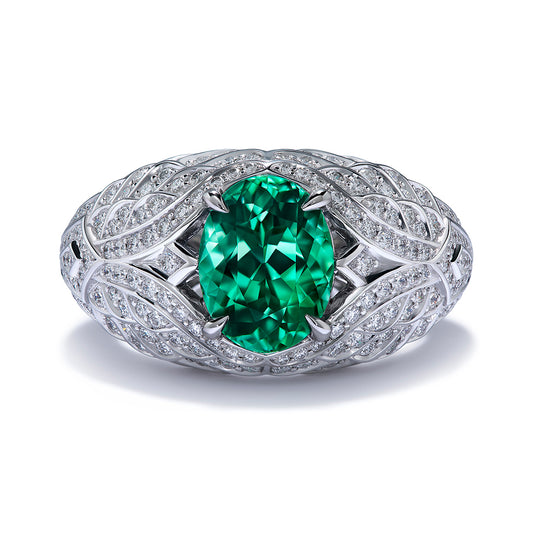 Neon Paraiba Tourmaline Ring with D Flawless Diamonds set in 18K White Gold