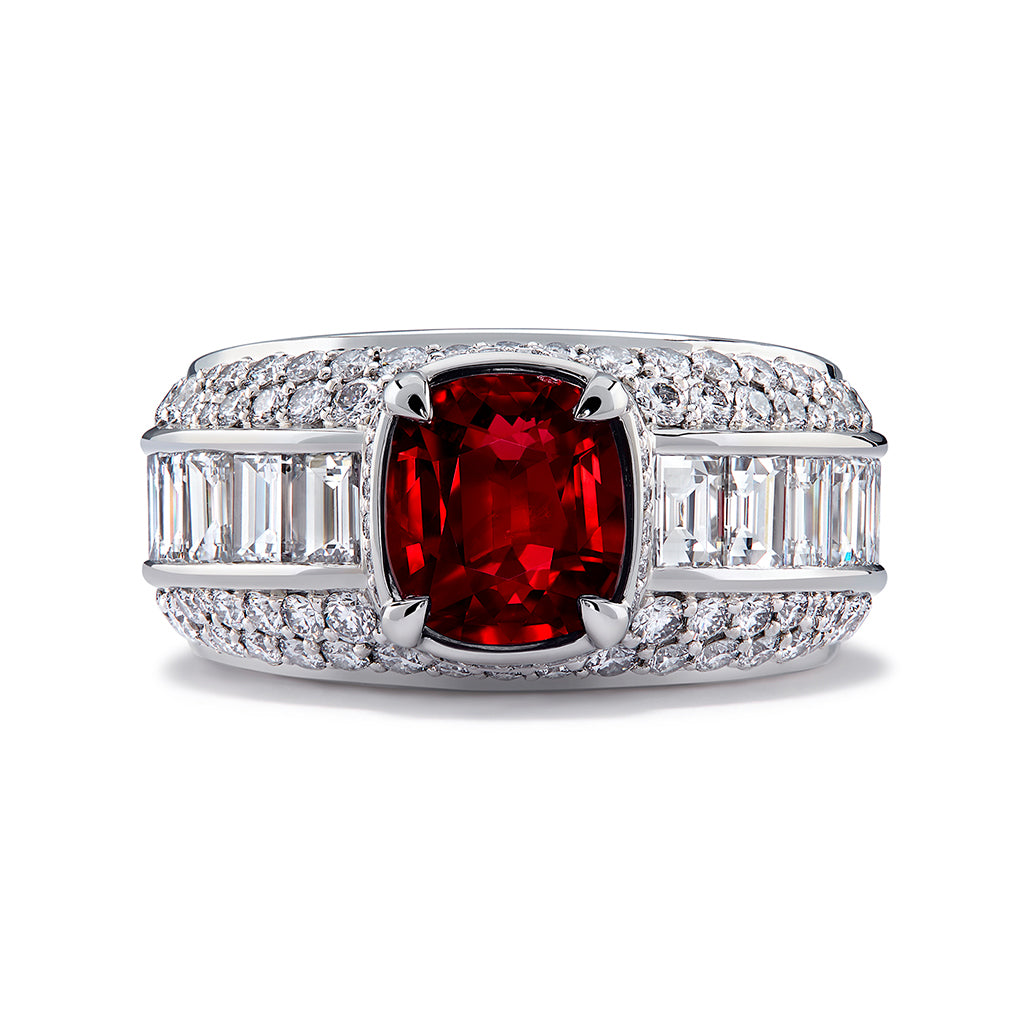 Unheated Gemfields Pigeon Blood Ruby Ring with D Flawless Diamonds set in Platinum