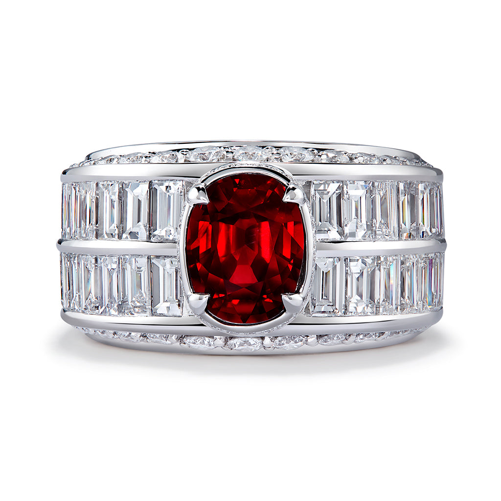 Unheated Gemfields Pigeon Blood Ruby Ring with D Flawless Diamonds set in Platinum