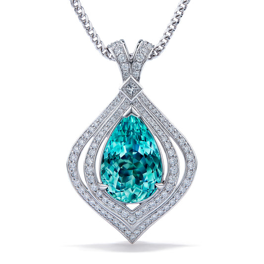 Paraiba Tourmaline Necklace with D Flawless Diamonds set in 18K White Gold